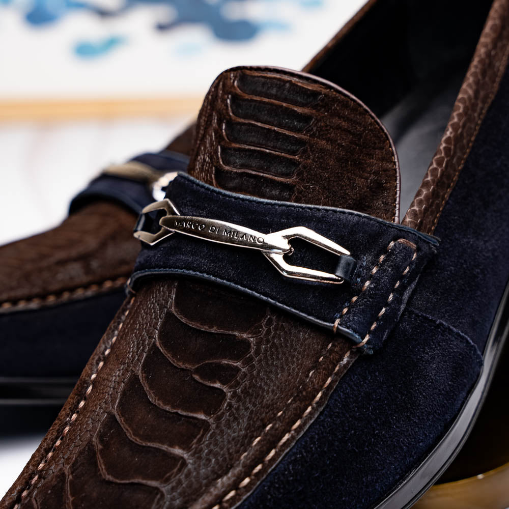 Hugo Ostrich Brown / Navy
