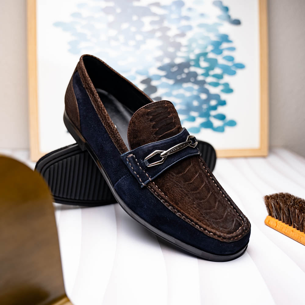 Hugo Ostrich Brown / Navy