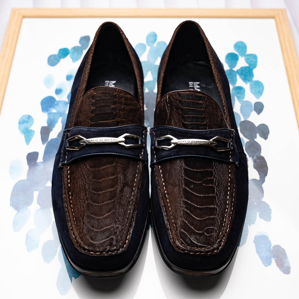 Hugo Ostrich Brown / Navy