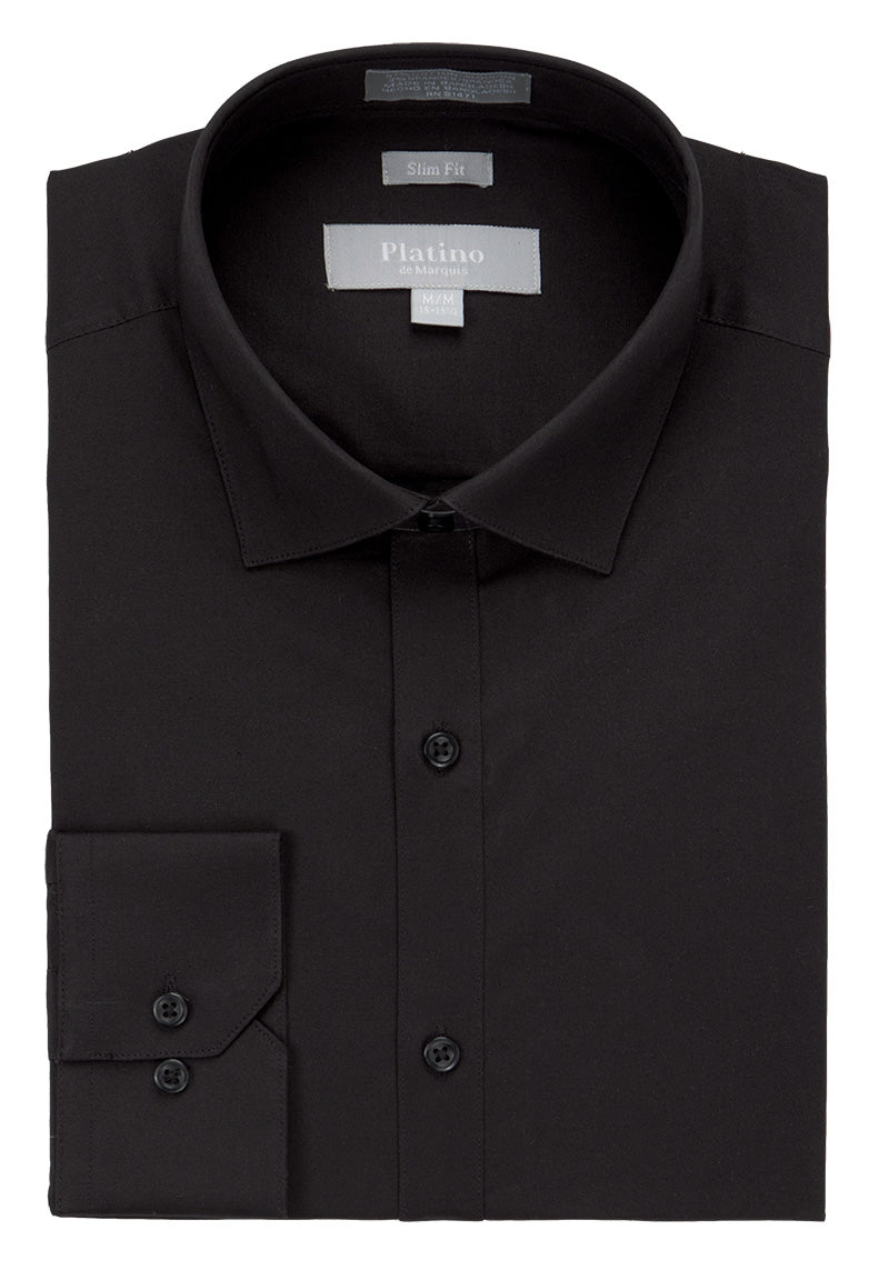 Platino  973SL Stretch Dress Shirt Slim Fit Black