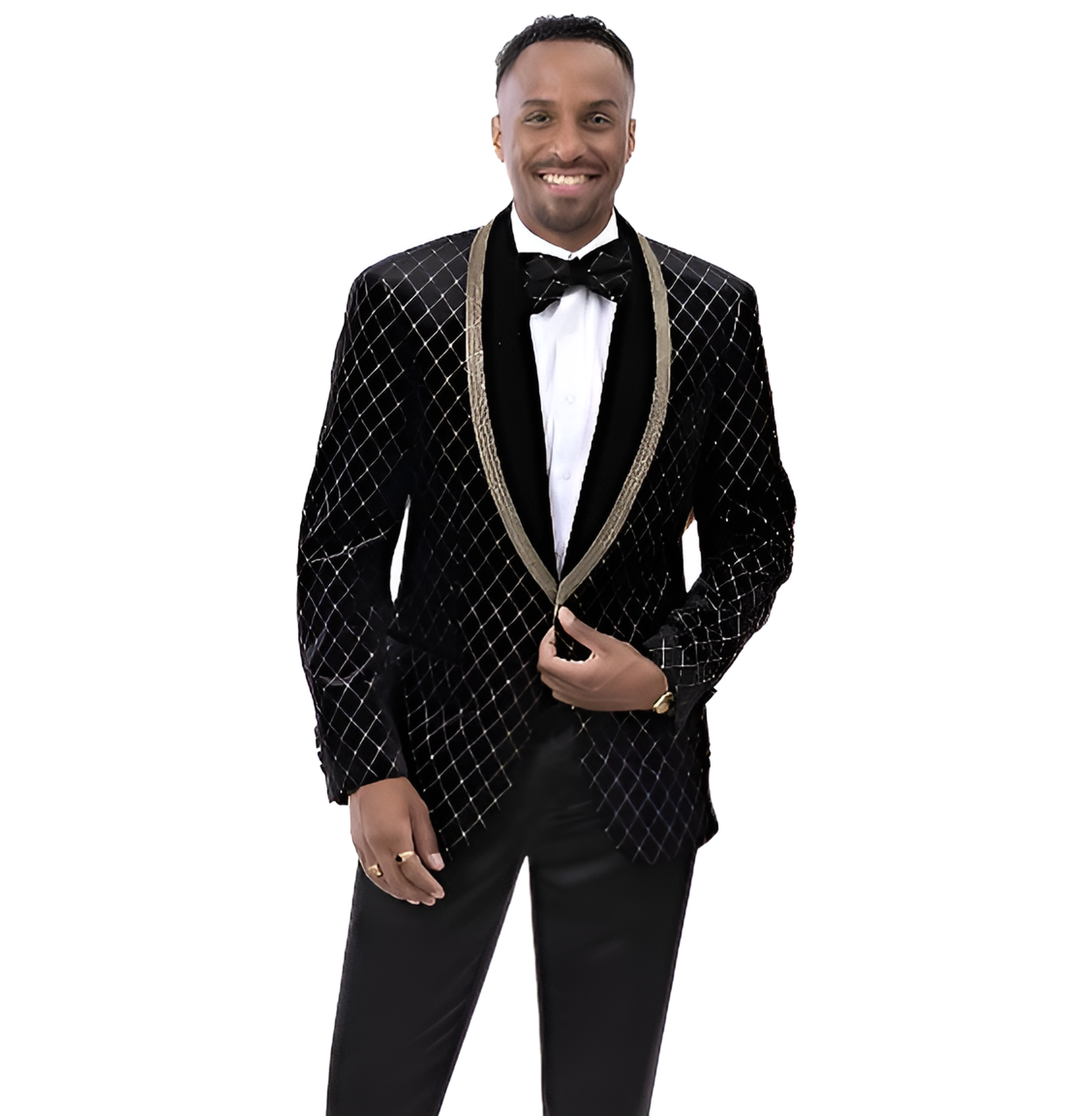 Kent & Park J190 Slim Fit Blazer With Matching Bowtie Black/Gold ...