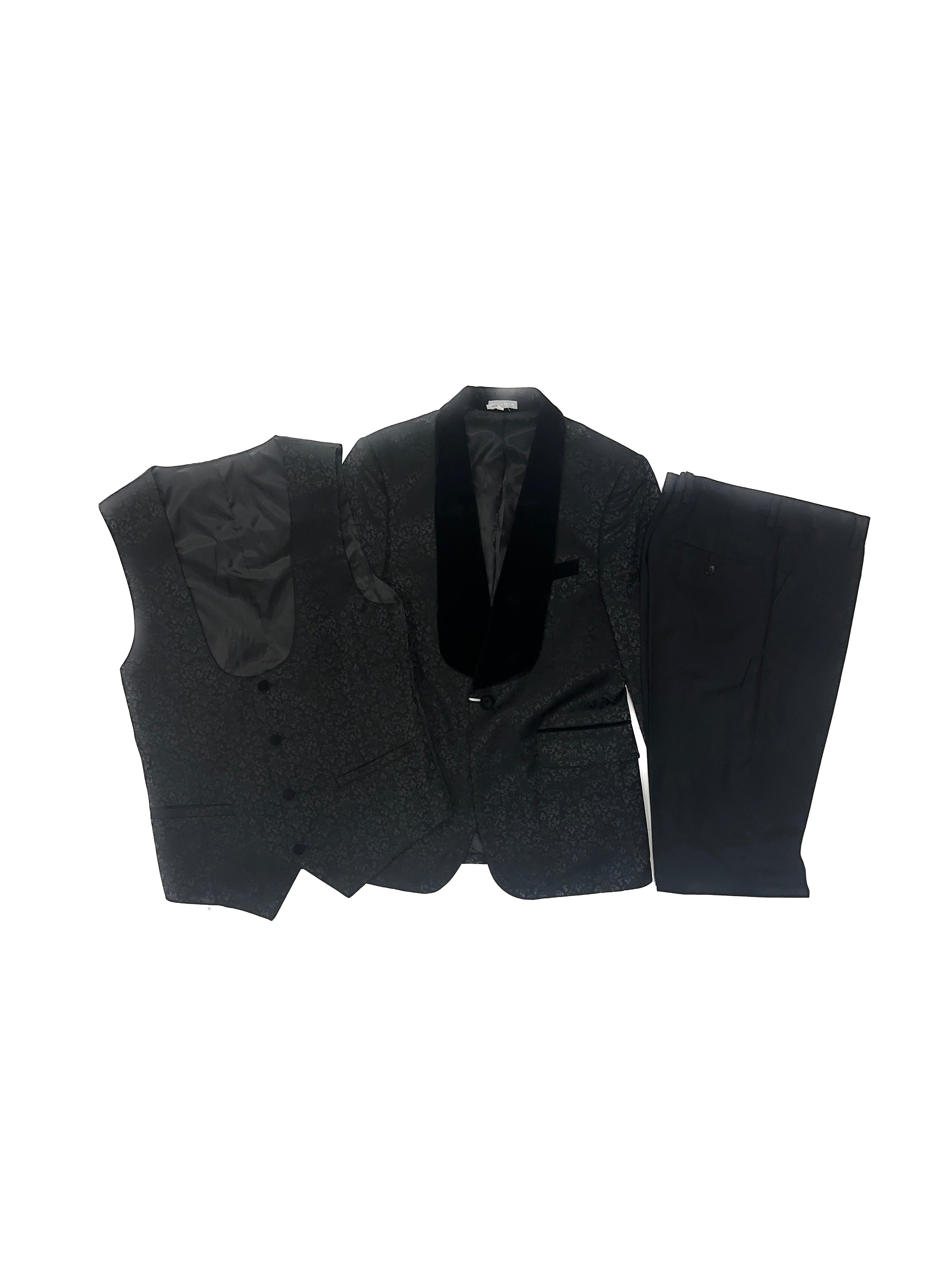 Rossi Man RM1446 Slim Fit  3 pcs Tux Black