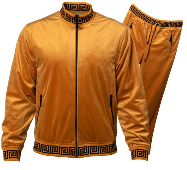 Prestige JGS 120 Jogger Set Full Zip Velour Gold Napoly Menswear