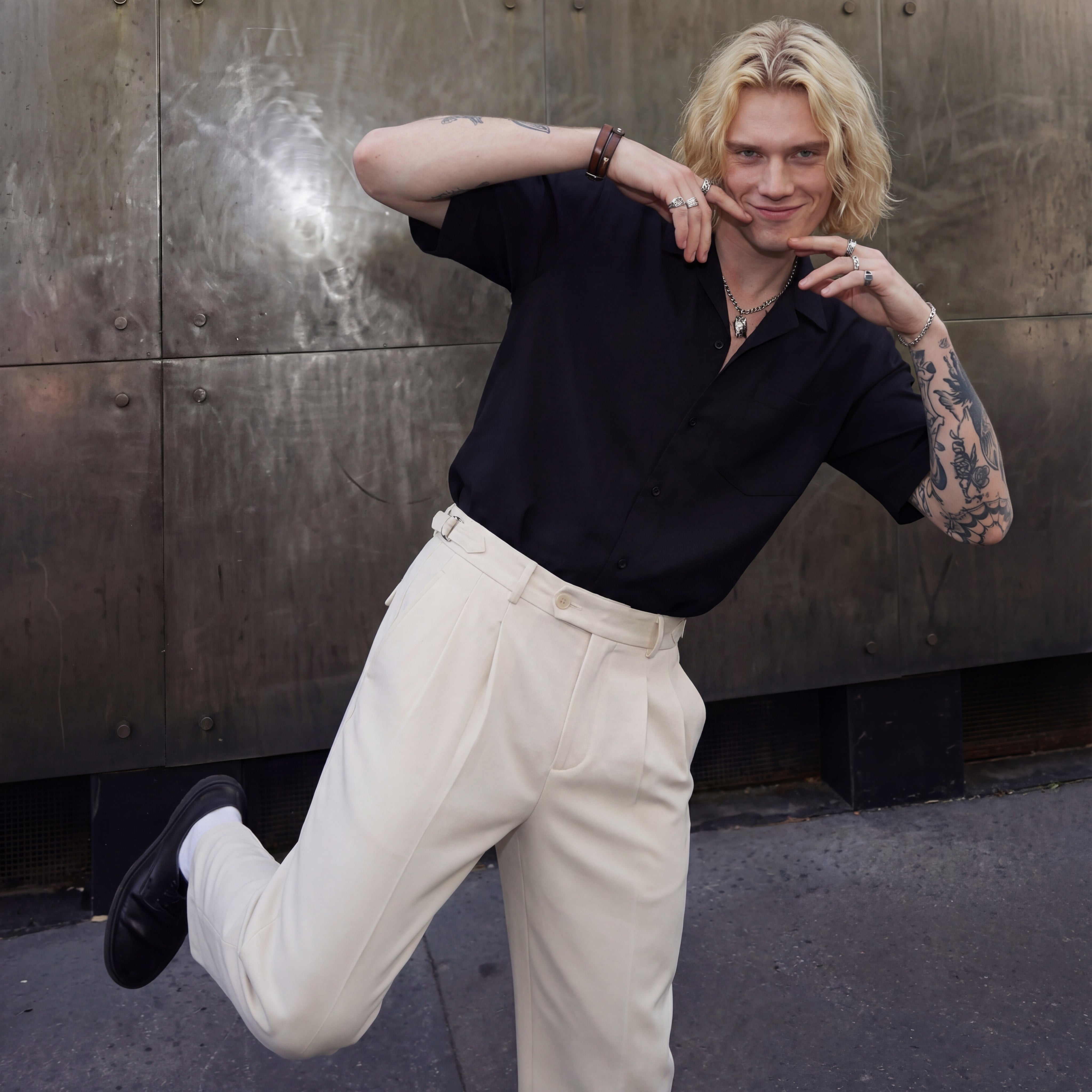 Wellington Side-Tab Trousers IVORY