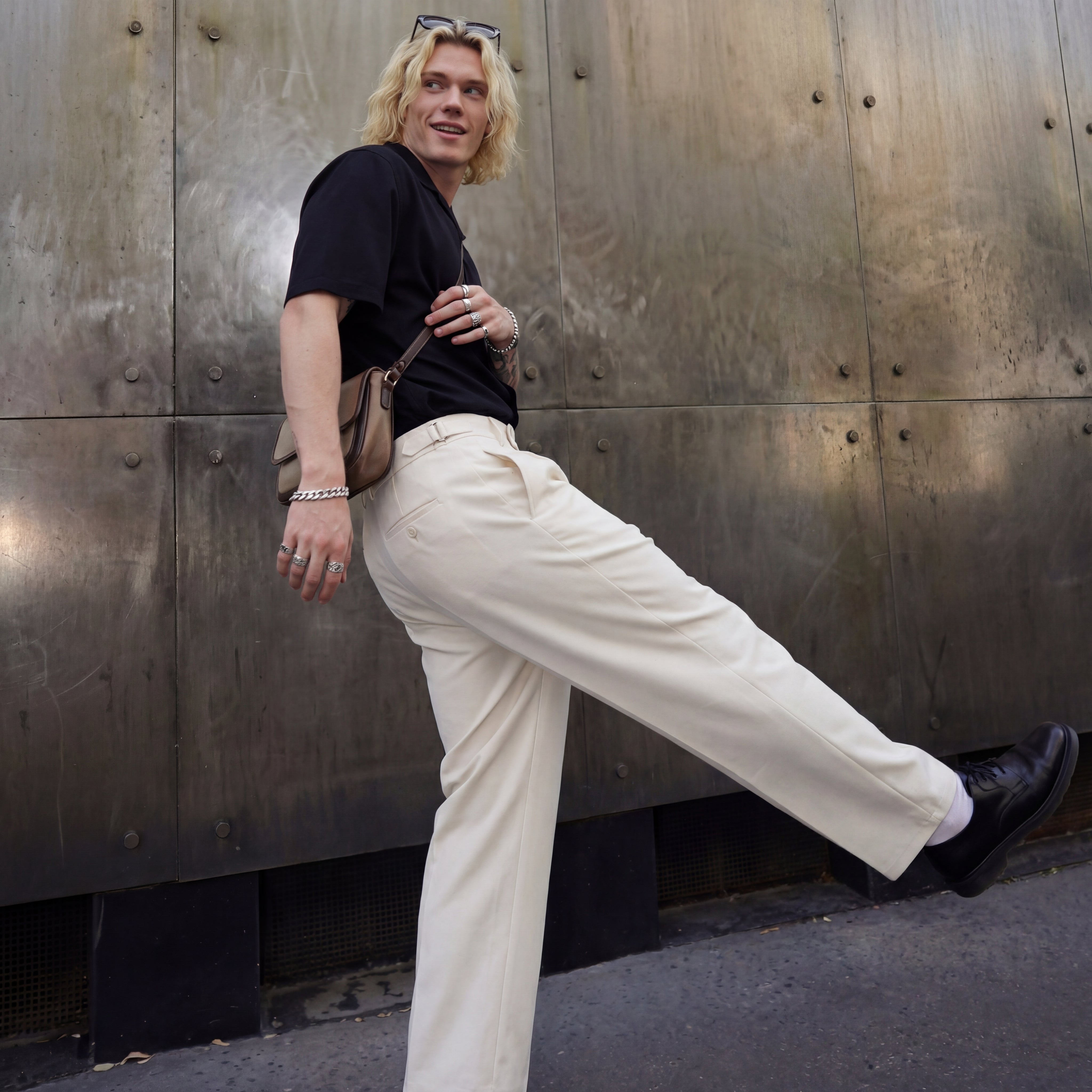 Wellington Side-Tab Trousers IVORY