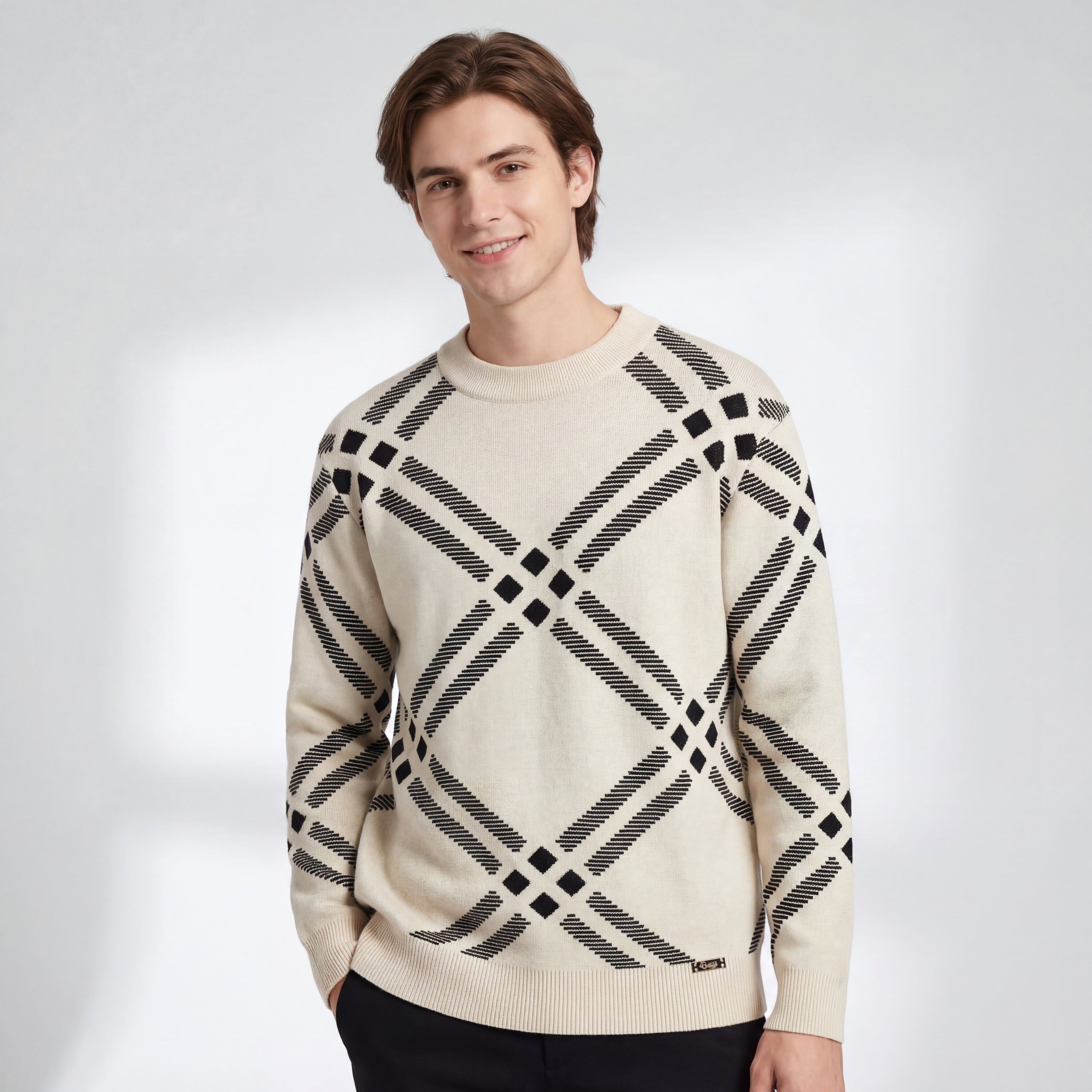 Paramount Lattice Knit LS IVORY