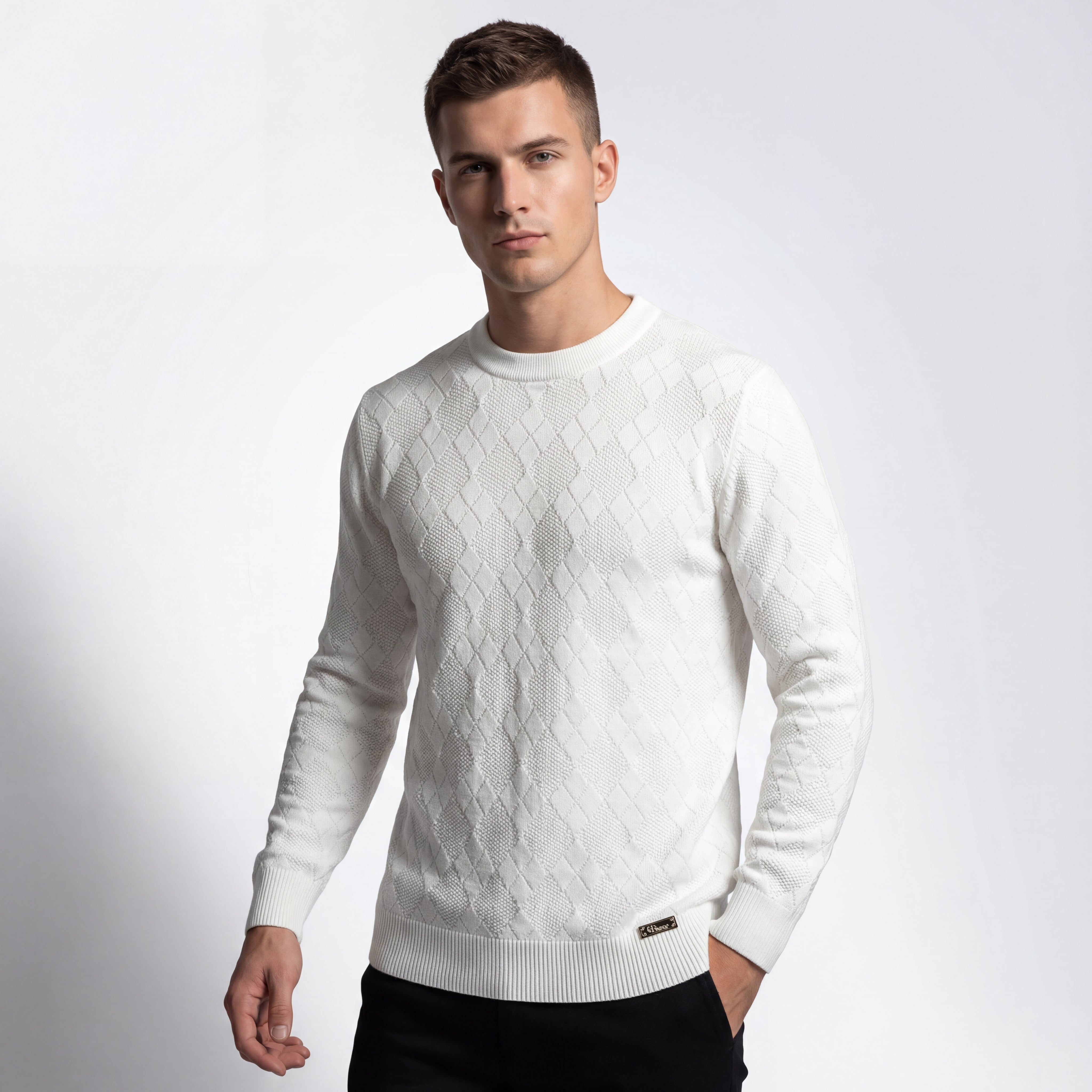 Textura Diamond Knit LS WHITE