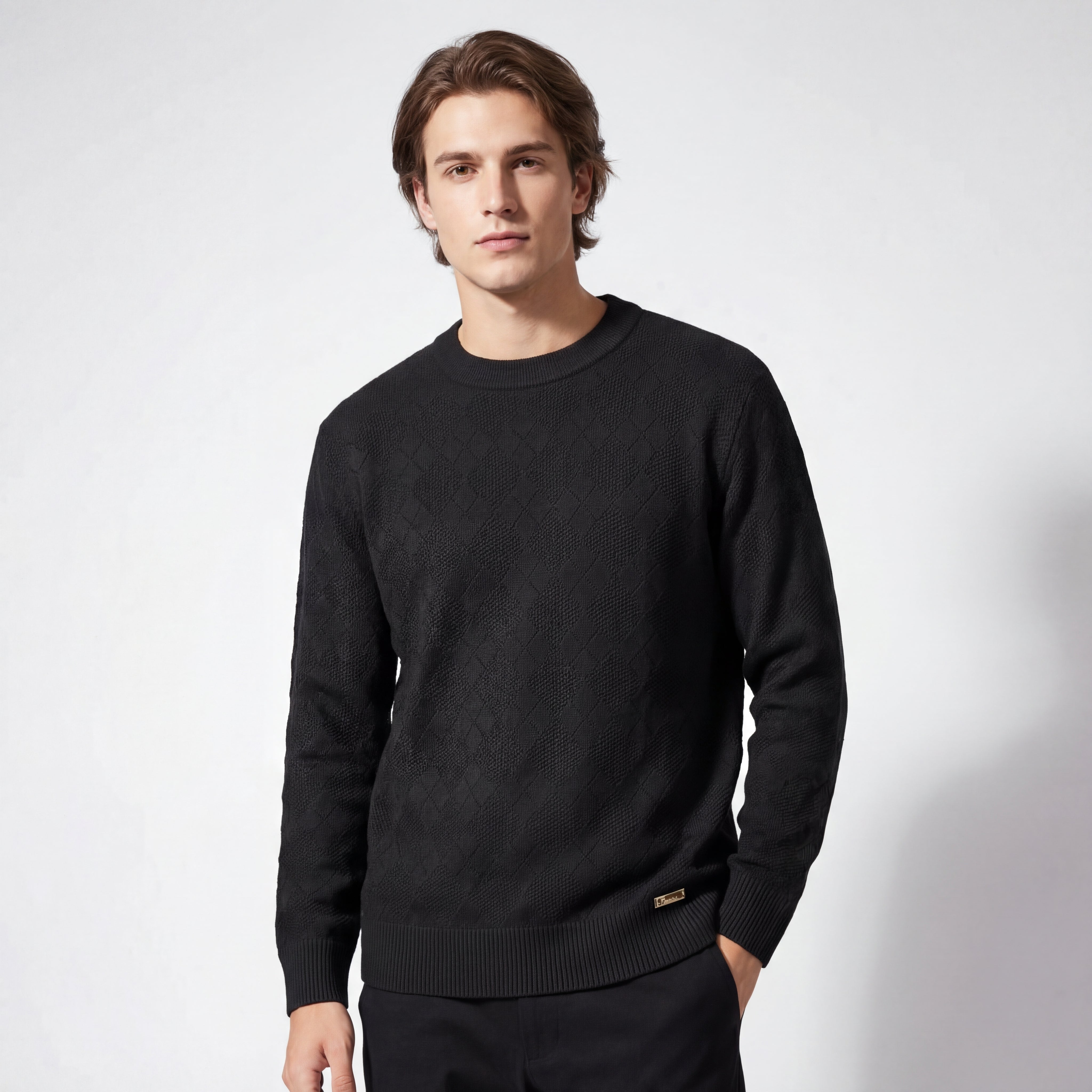 Textura Diamond Knit LS BLACK