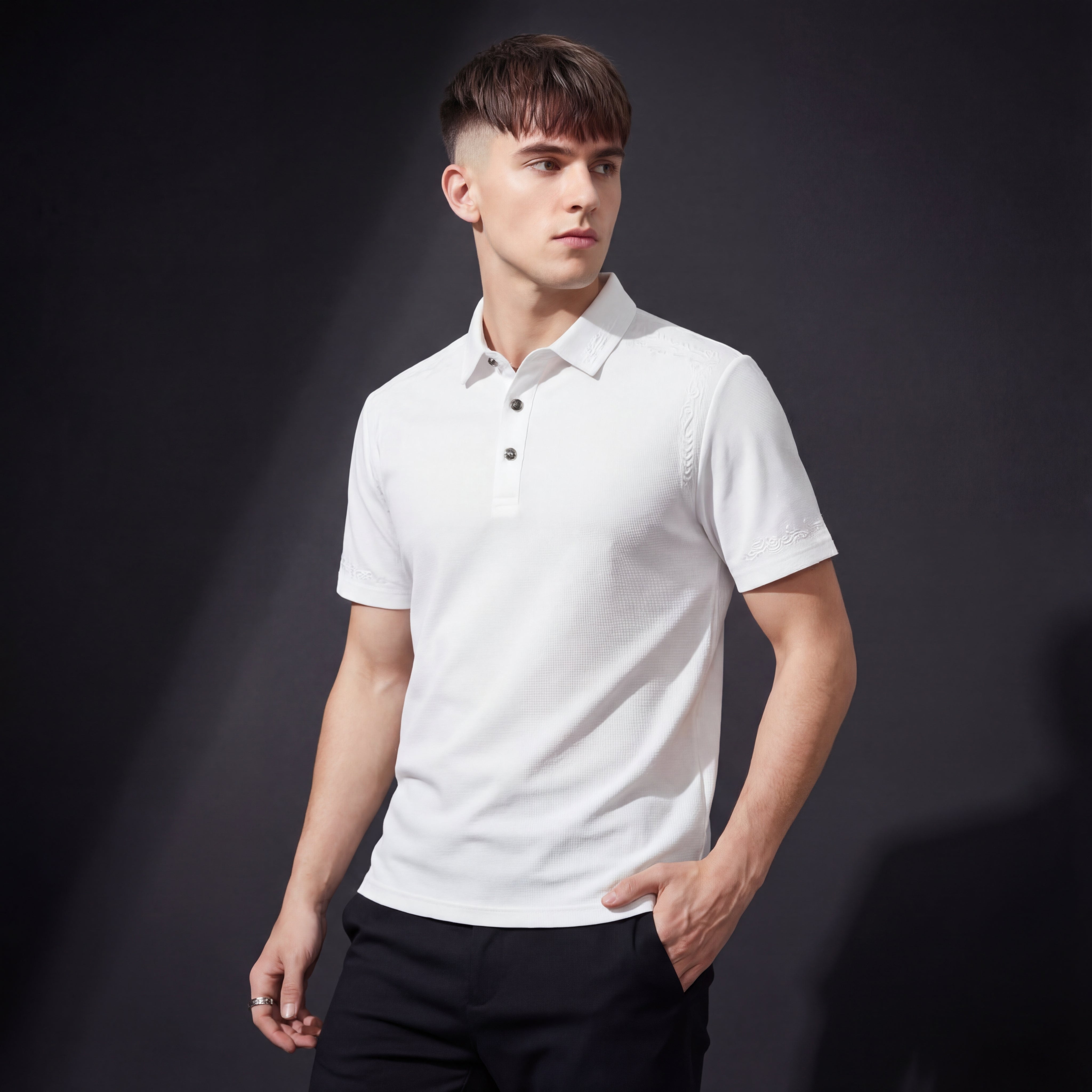 Ornate Trim Polo WHITE