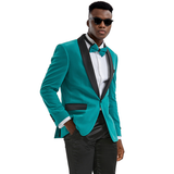 Prom Slim Fit Black Velvet Jacket Tazzio, Teal