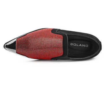 Bolano Dezzy Rhinestone Shoes Black Red