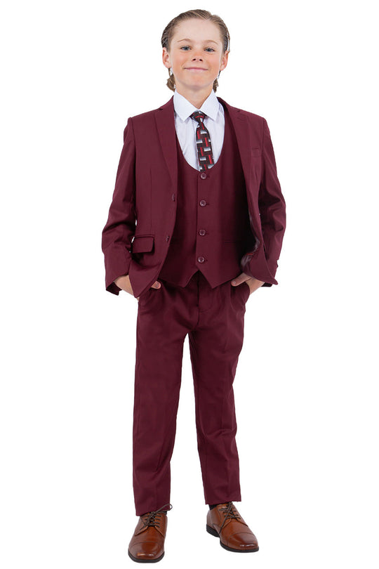 Stacy Adams SB282-06 5PCS Boys Suits Burgundy