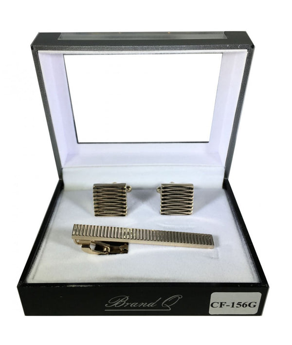 Brand Q CF156G Cufflink With Matching Tie Bar