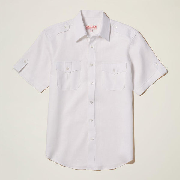 Inserch SS718-02 Short Sleeve Linen Shirt White