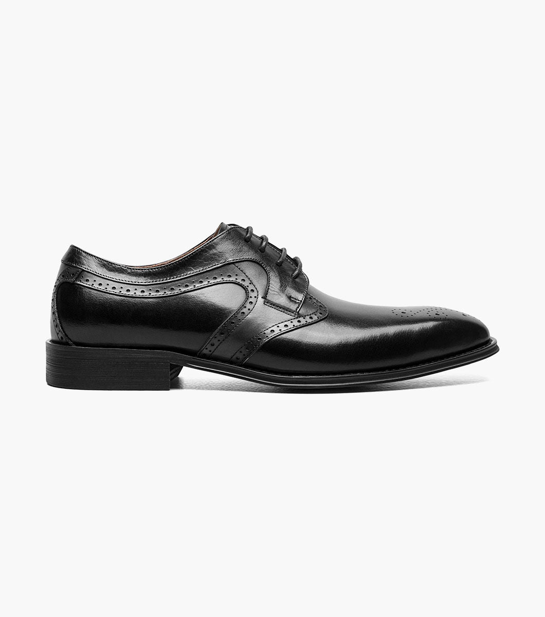Stacy Adams 25487 Palmer Plain Toe Plain Toe Medallion Oxford Black/Grey