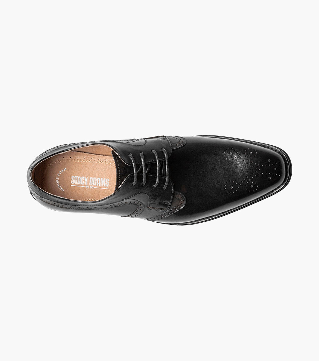 Stacy Adams 25487 Palmer Plain Toe Plain Toe Medallion Oxford Black/Grey