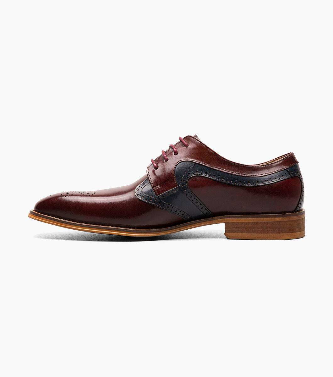 Stacy Adams 25487 Palmer Plain Toe Plain Toe Medallion Oxford Burgundy/Multi