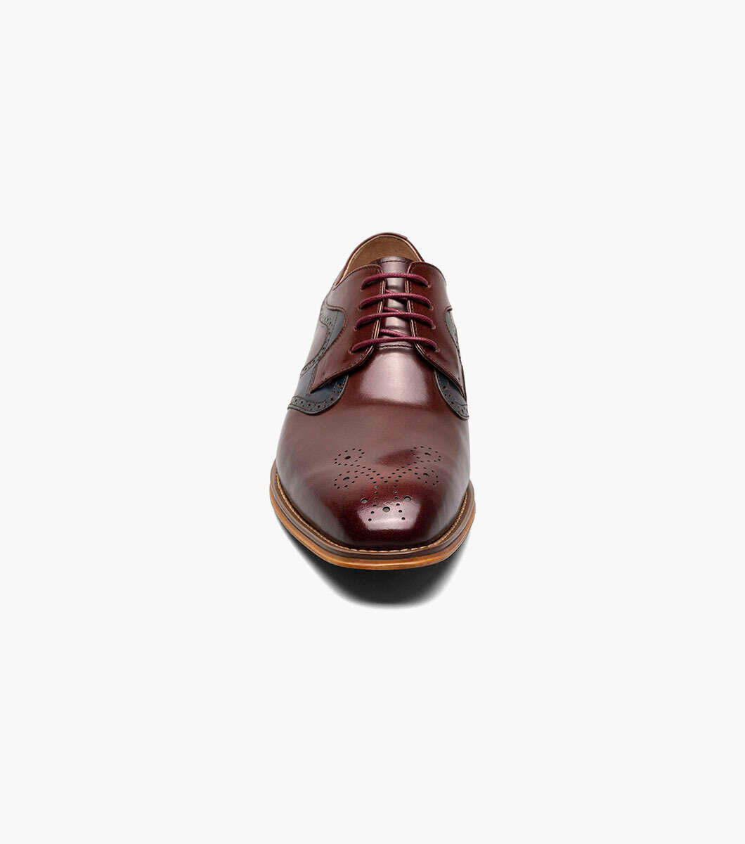Stacy Adams 25487 Palmer Plain Toe Plain Toe Medallion Oxford Burgundy/Multi