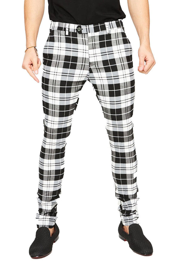 Barabas CP25 All Or Nothing Plaid Slim Fit Pants Black/White