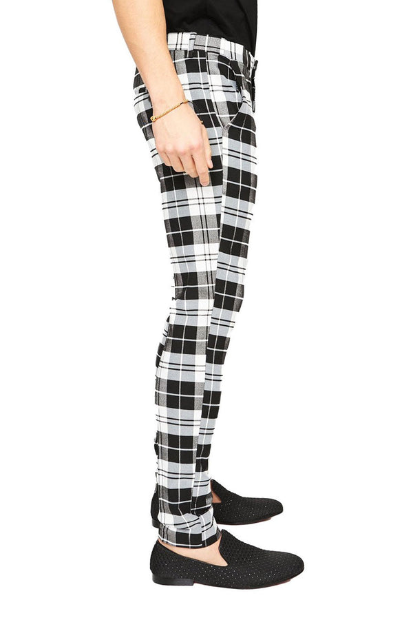 Barabas CP25 All Or Nothing Plaid Slim Fit Pants Black/White