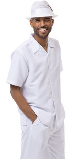 Montique 2222 Short Sleeve 2 Piece  Set White