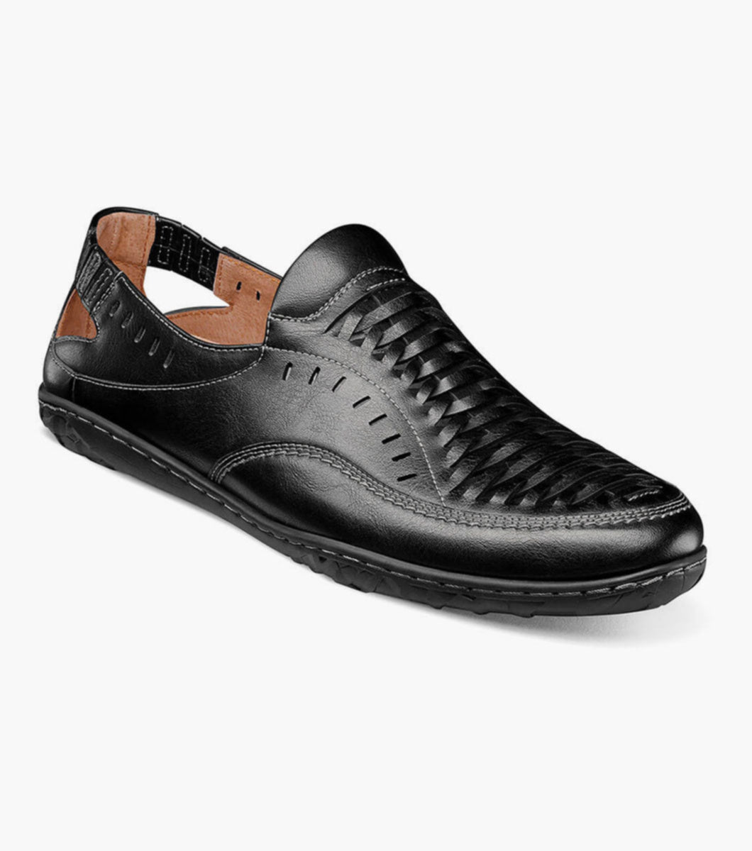 Stacy Adams IBIZA 25440-001 Woven Vamp Moc Toe Slip On Black