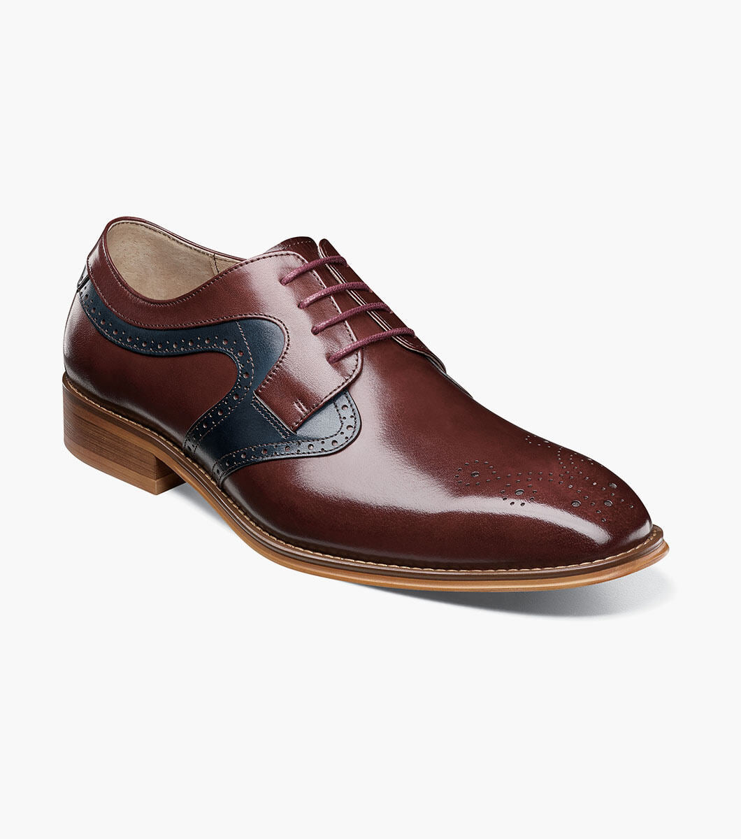 Stacy Adams 25487 Palmer Plain Toe Plain Toe Medallion Oxford Burgundy/Multi