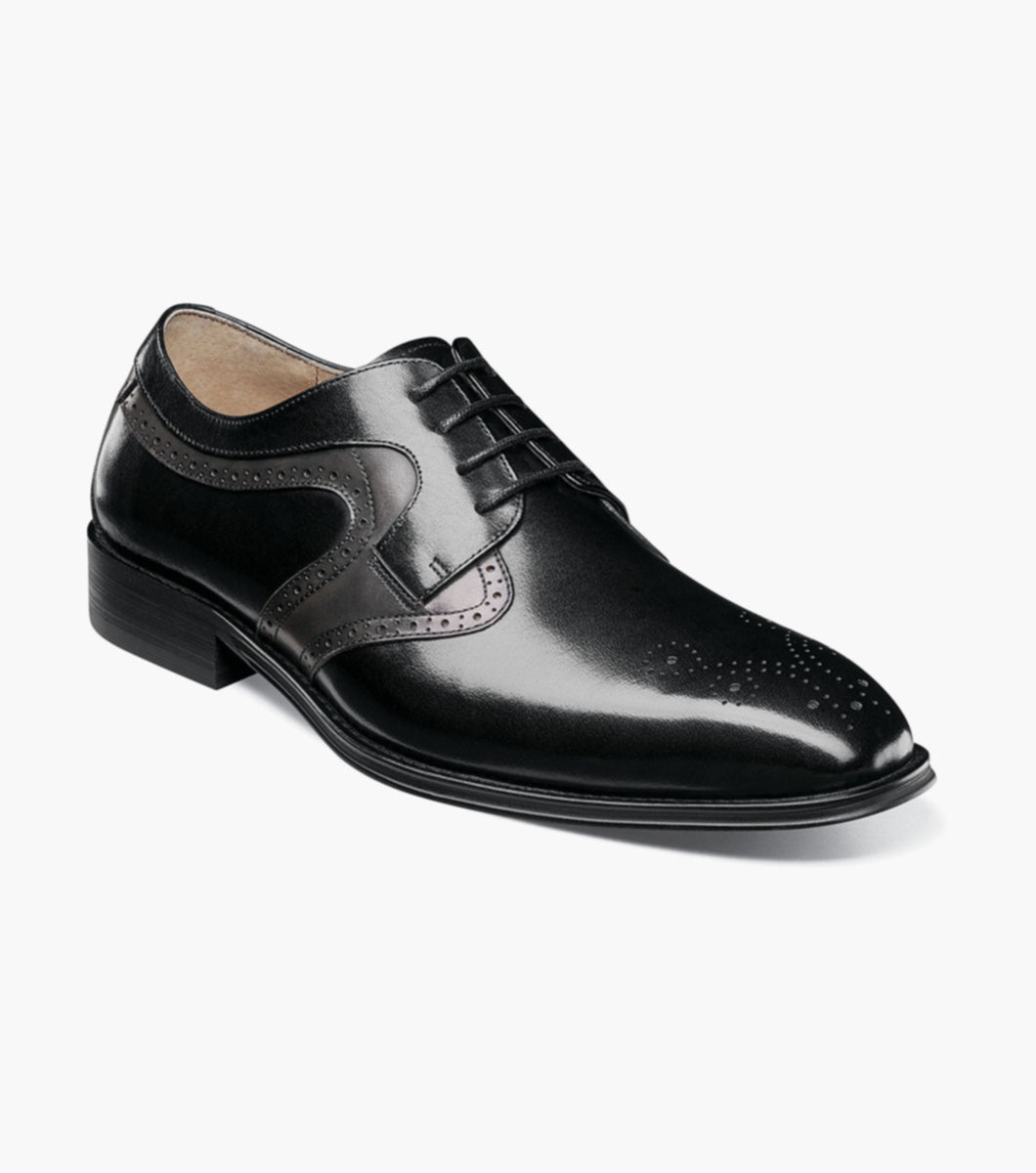Stacy Adams 25487 Palmer Plain Toe Plain Toe Medallion Oxford Black/Grey