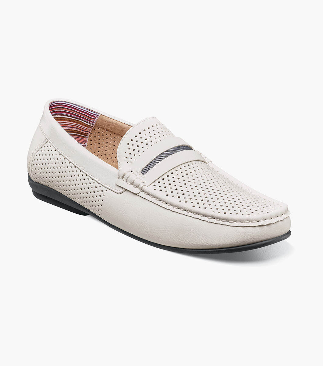 Stacy Adams 25513 CORBY  Moc Toe Saddle Slip On White