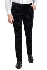 Barabas Friday Night 2CP3020 Velvet Slim Fit Pants Black/Silver