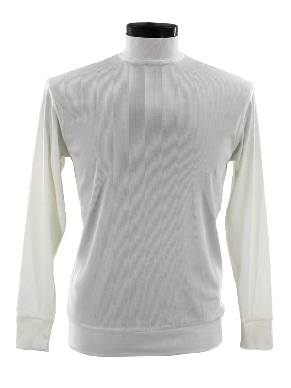 Bassiri 632Knit Long Sleeve High Mock Neck White – Napoly Menswear