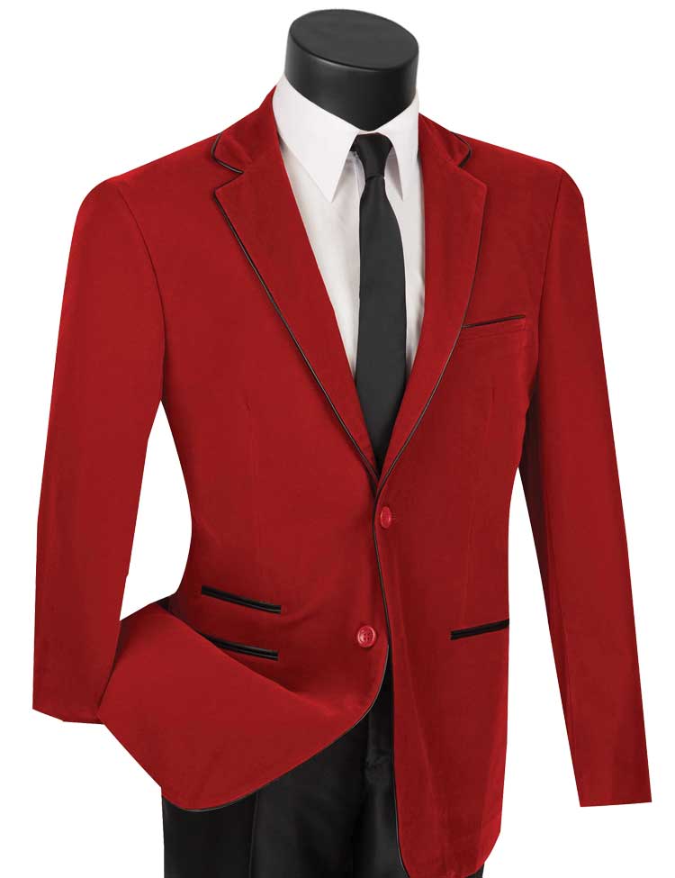 Vinci BS-02 Single Breast Velvet Red