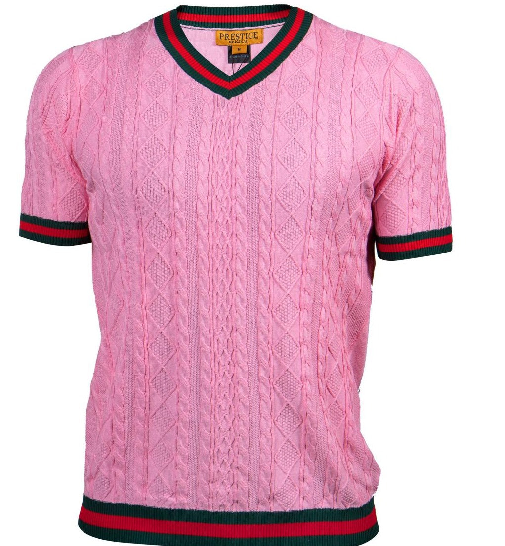 Prestige CMK-235 Short Sleeve V Neck Pink