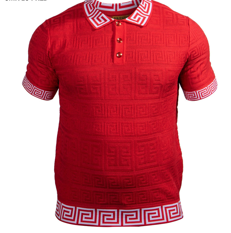 Prestige CMK-164 Short Sleeve Polo Greek Textured Red