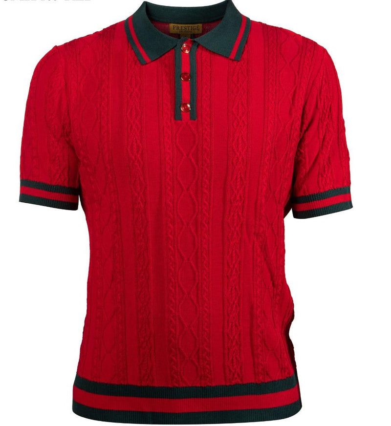 Prestige CMK-285 Short Sleeve Rib Polo Red