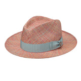 Dobbs Summertime Stroll Straw Fedora Hat Red Mix