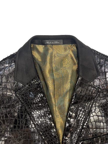 Inserch BL-565 Alligator Print Jacket Black