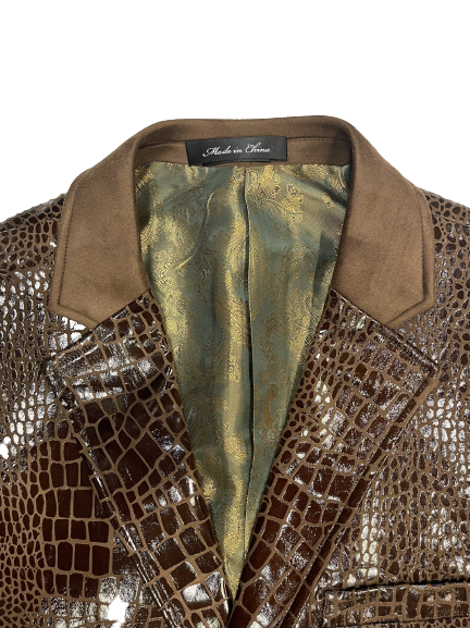 Inserch BL-565 Alligator Print Jacket Brown