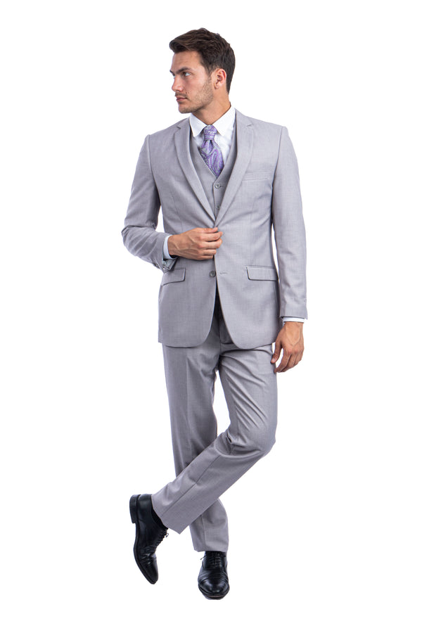 Lt.Grey Mens Suits 3-PC, Hybrid Fit