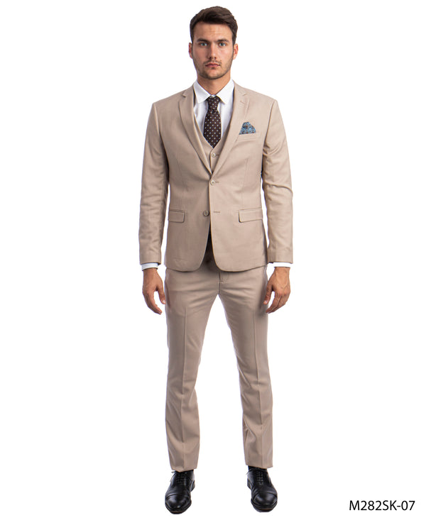 M.Tan 3 PC Solid Suit Skinny Fit Suits