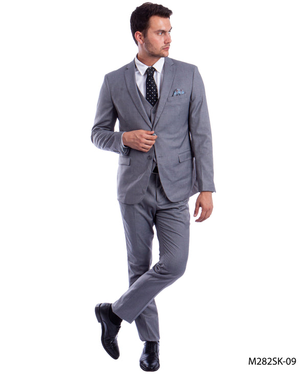 M.Gray 3 PC Solid Suit Skinny Fit Suits