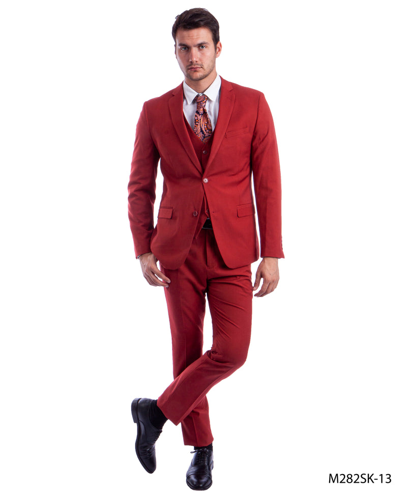Brick 3 PC Solid Suit Skinny Fit Suits