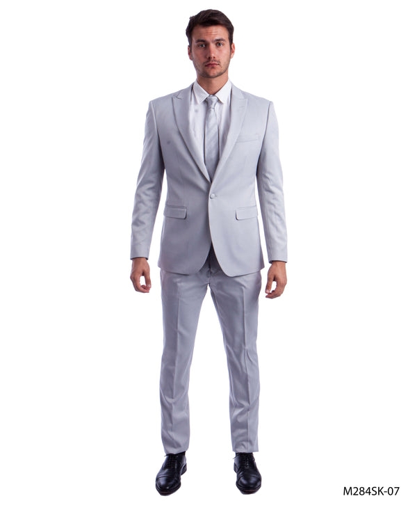 Lt.Gray 2 PC Solid Suit Skinny Fit Suits