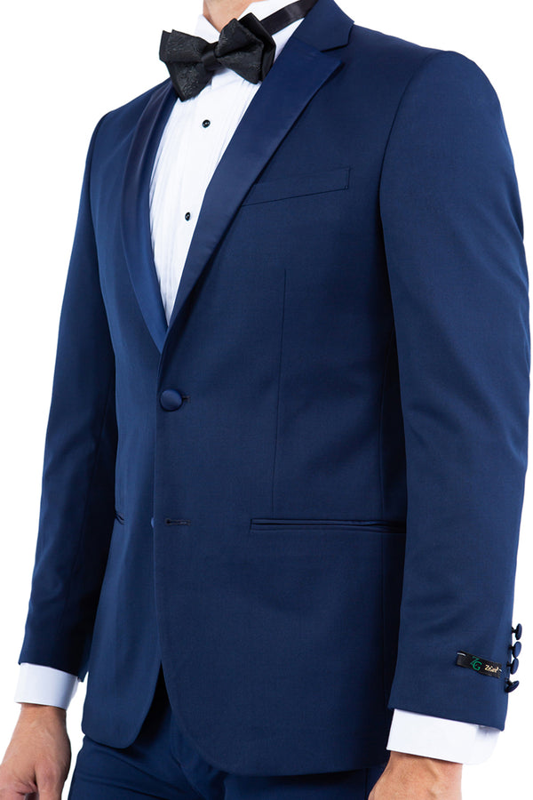 Navy Zegarie Notch Lapel Tuxedo Jacket For Men