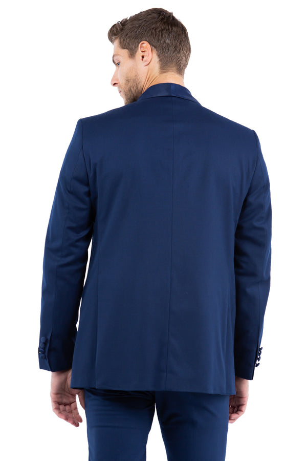 Navy Zegarie Shawl Collar Tuxedo Jacket For Men