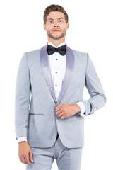 Gray Zegarie Shawl Collar Tuxedo Jacket For Men