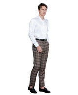 Skinny Fit Glen Check Dress Pants, Coffee