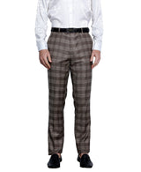 Skinny Fit Glen Check Dress Pants, Coffee