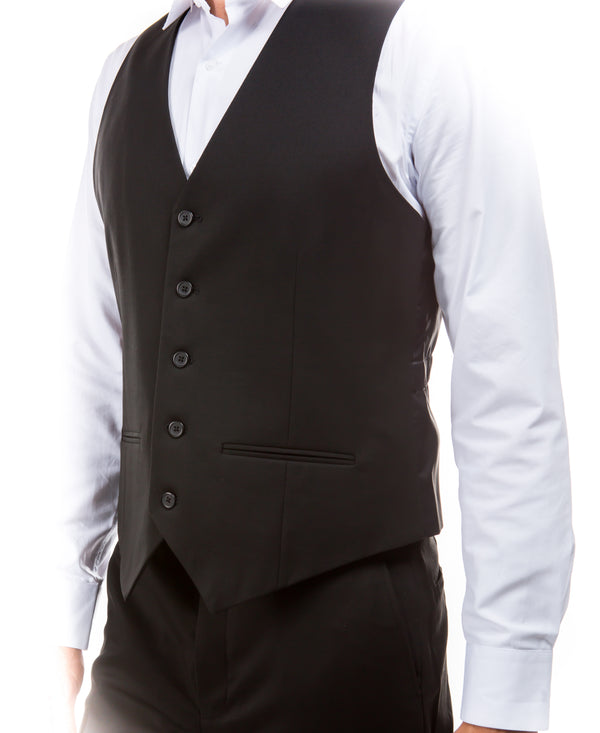 Black Zegarie Suit Separates Solid Men's Vests For Men
