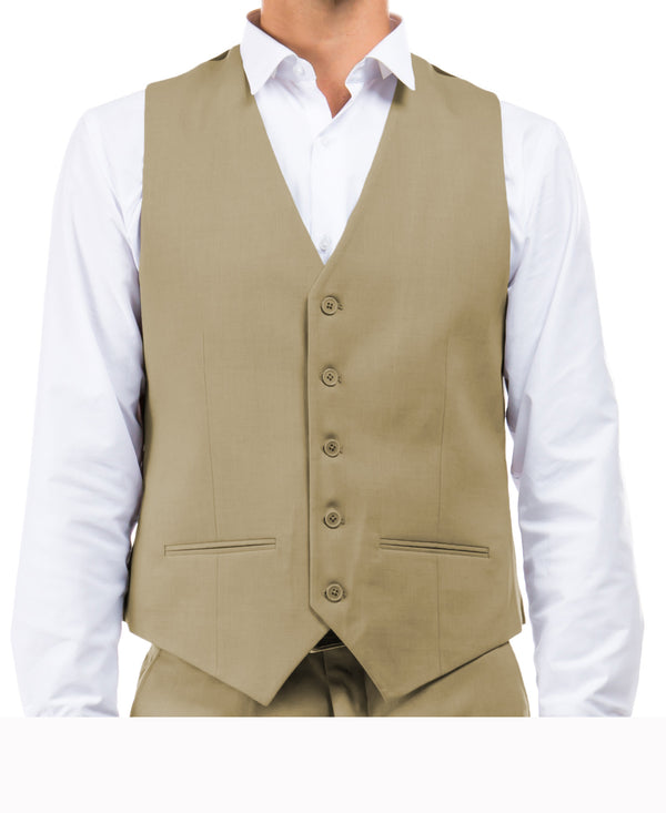 Tan Zegarie Suit Separates Solid Men's Vests For Men